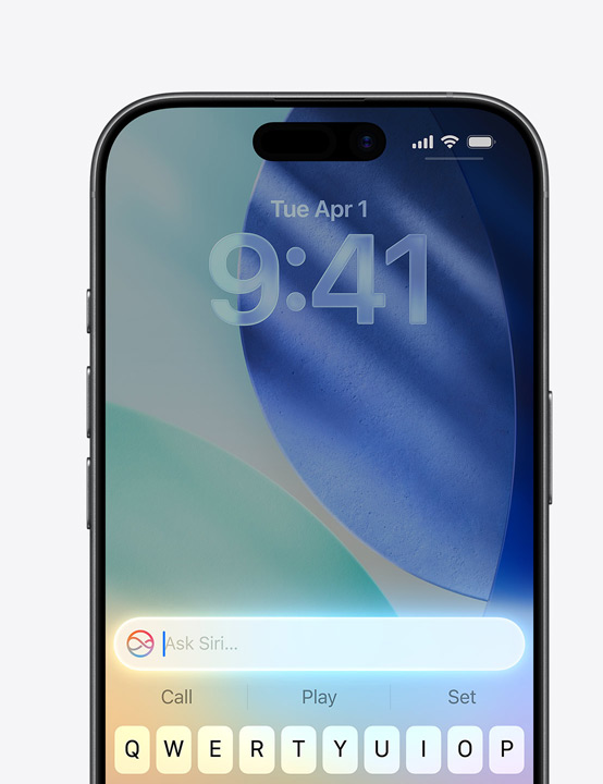 Ecrã do iPhone a mostrar a funcionalidade Pergunte à Siri em utilização