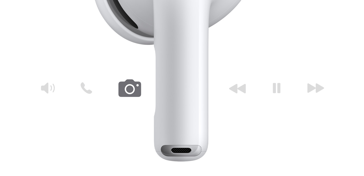 Auricular wireless AirPods Pro 3, branco, com haste curta