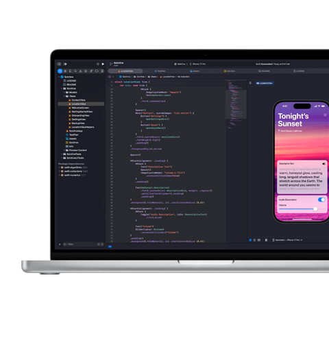 Een scherm met programmeercode in de Xcode-app