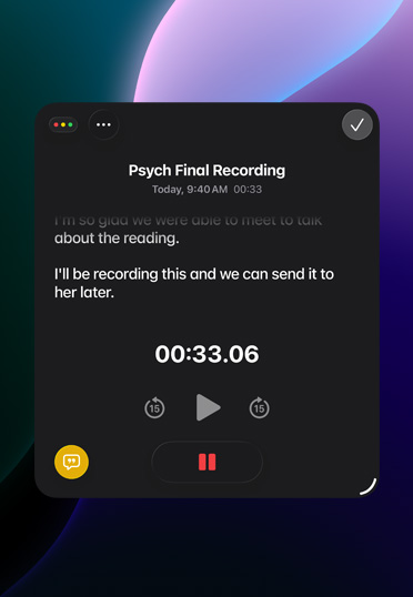 Scherm waarop audio wordt opgenomen met de Notities-app.