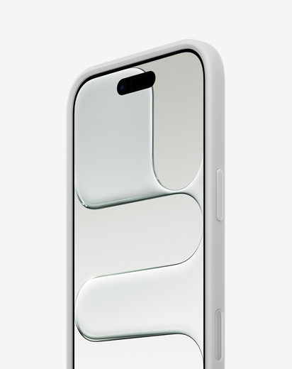iPhone Air, pohled zepředu a z boku, tenký profil, nasazený světle šedý ochranný rámeček